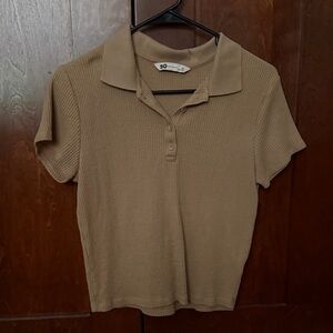SO Women's Tan Button Down Shirt